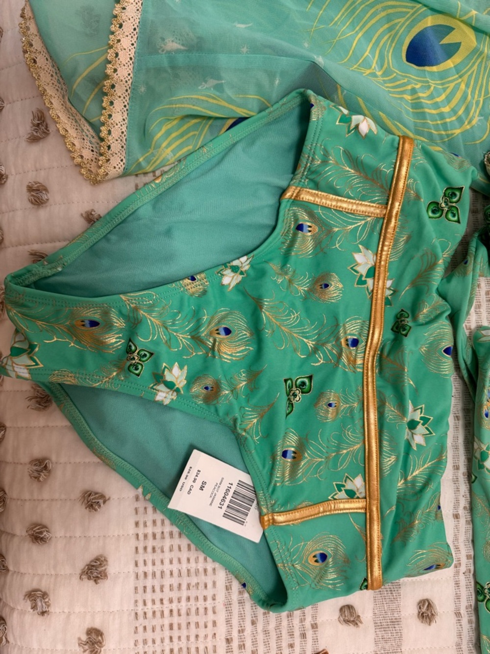 Disney Jasmine Swim Set 3-Piece Bikini + Kimono Cover Up NWT Hot Topic Peacock - Picture 11 of 14